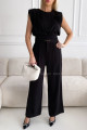 Elegantní komplet kalhoty + top rose černý P 80