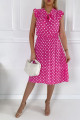Bavlněné midi puntíkované šaty růžové P 123