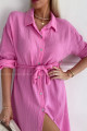 Mušelínové košilové maxi šaty růžové P 167