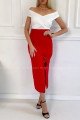 Midi sukně s mašlemi červená P 174