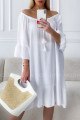 Mušelínové šaty s třásní bílé V 27