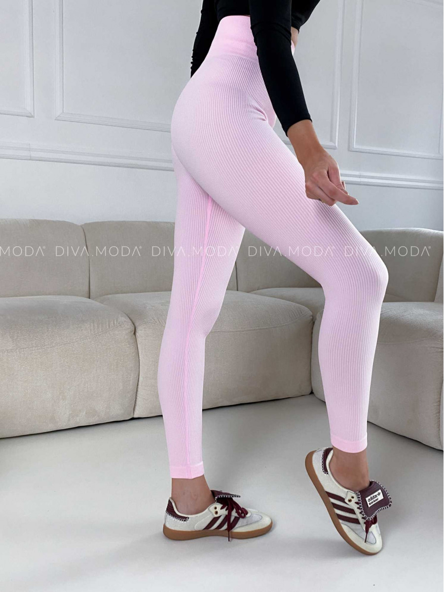 Push up žebrované legíny baby pink M 198